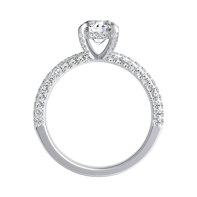 Auriya 14k Gold 3/4ct Moissanite and Pave Diamond Engagement Ring 7/8ctw
