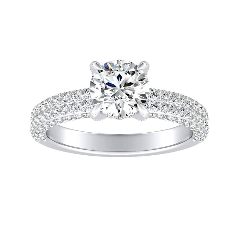 Auriya 14k Gold 3/4ct Moissanite and Pave Diamond Engagement Ring 7/8ctw