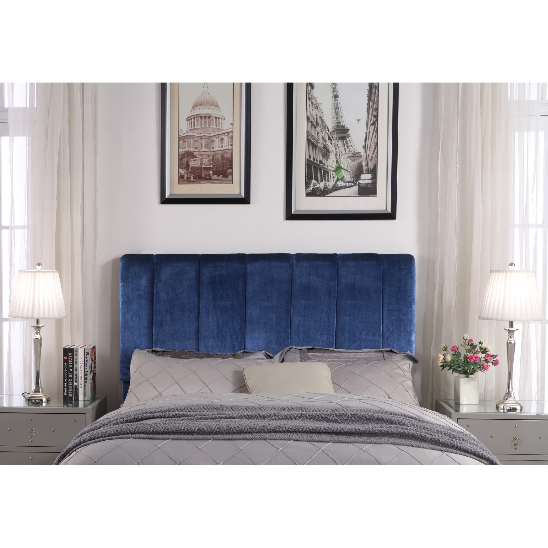 Striped on sale upholstered headboard