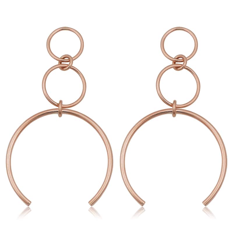 Fremada 14k Gold Graduated Circle Drop Earrings (yellow gold or rose gold) - Rose
