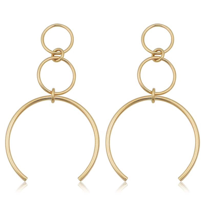 Fremada 14k Gold Graduated Circle Drop Earrings (yellow gold or rose gold) - Yellow