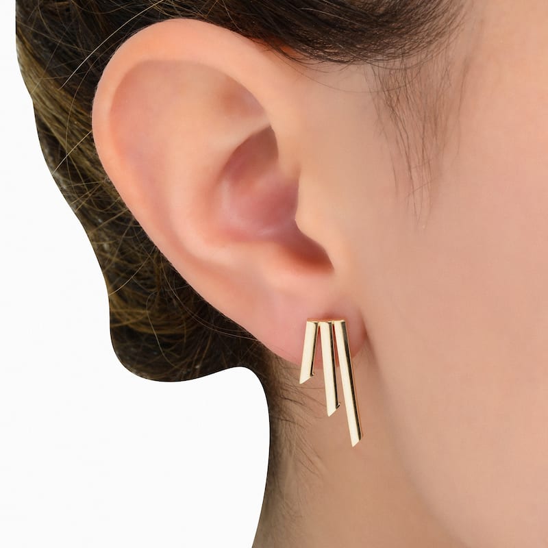 Fremada 14k Gold Graduated Triple Bar Earrings (yellow gold or rose gold)