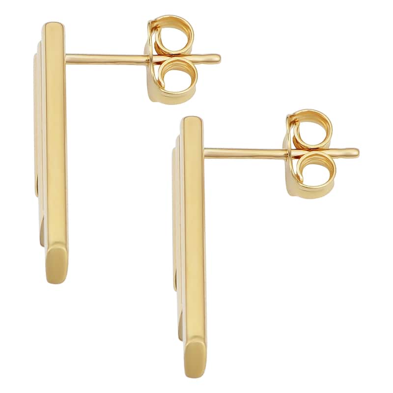 Fremada 14k Gold Graduated Triple Bar Earrings (yellow gold or rose gold)