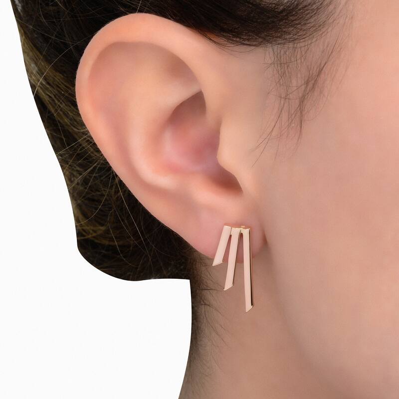 Fremada 14k Gold Graduated Triple Bar Earrings (yellow gold or rose gold)