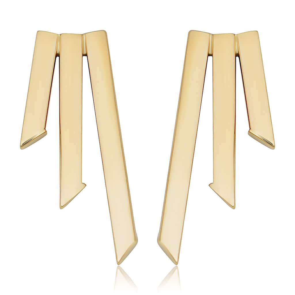 Fremada 14k Gold Graduated Triple Bar Earrings (yellow gold or rose gold)