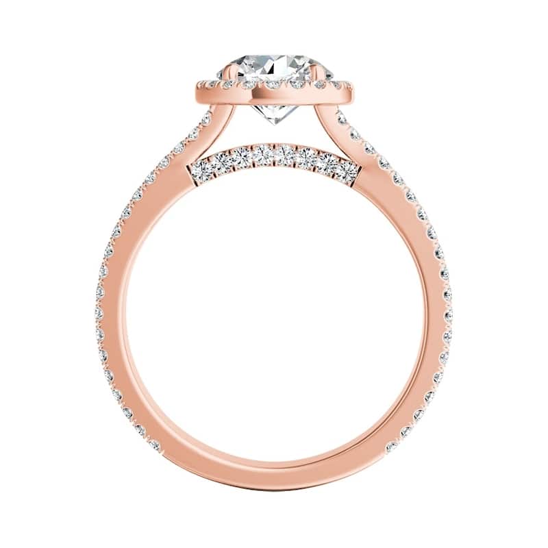 Auriya 14k Gold 3/4ct Moissanite and 5/8ctw Halo Diamond Engagement Ring