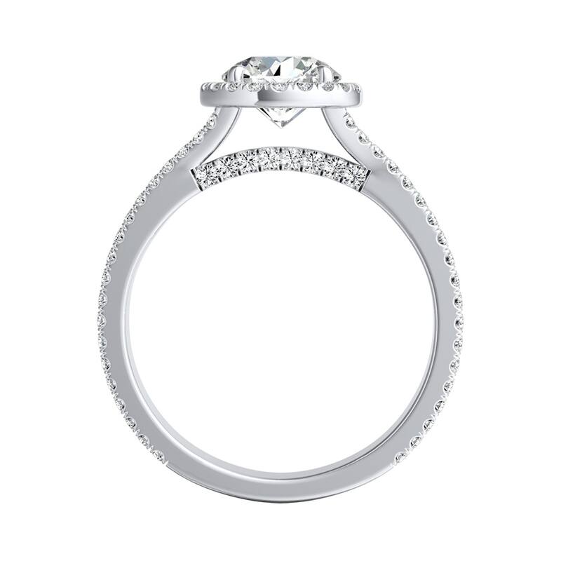 Auriya 14k Gold 3/4ct Moissanite and 5/8ctw Halo Diamond Engagement Ring