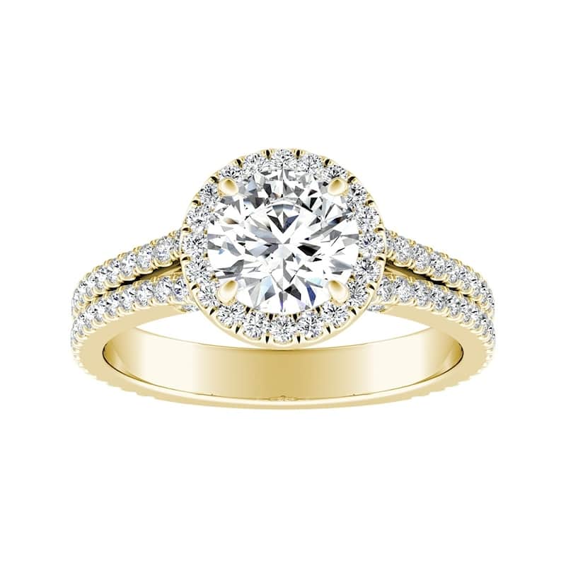 Auriya 14k Gold 1/2ct Moissanite and 5/8ctw Halo Diamond Engagement Ring