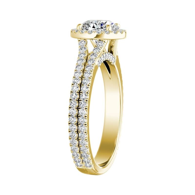 Auriya 14k Gold 1/2ct Moissanite and 5/8ctw Halo Diamond Engagement Ring