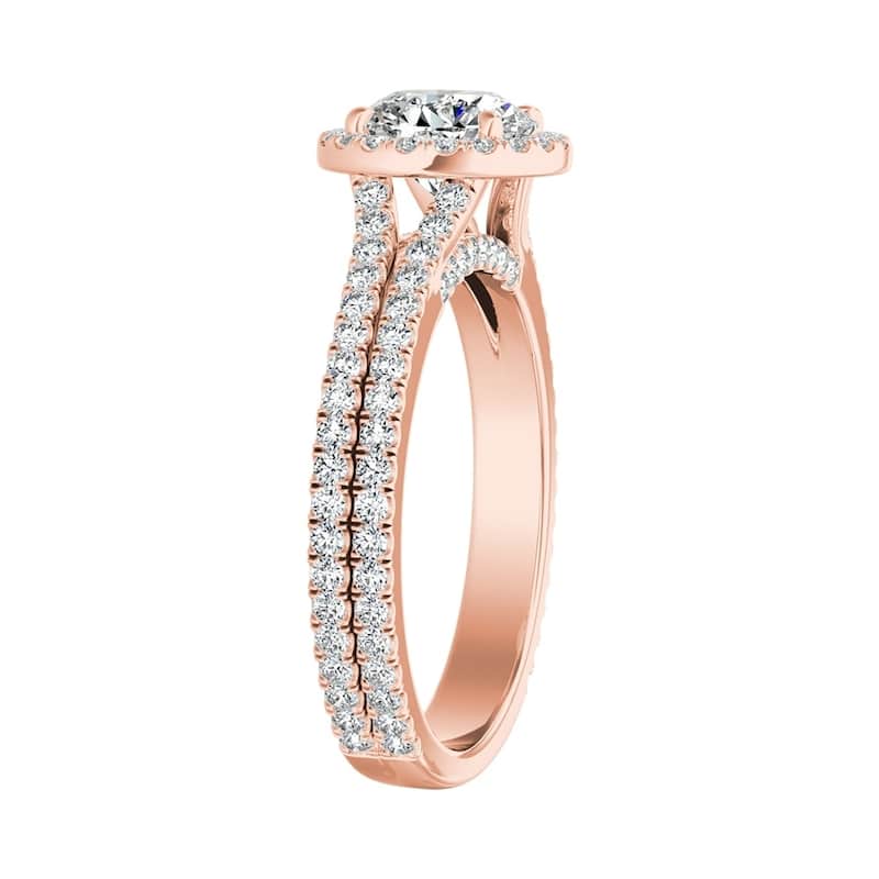 Auriya 14k Gold 2ct Moissanite and 5/8ctw Halo Diamond Engagement Ring
