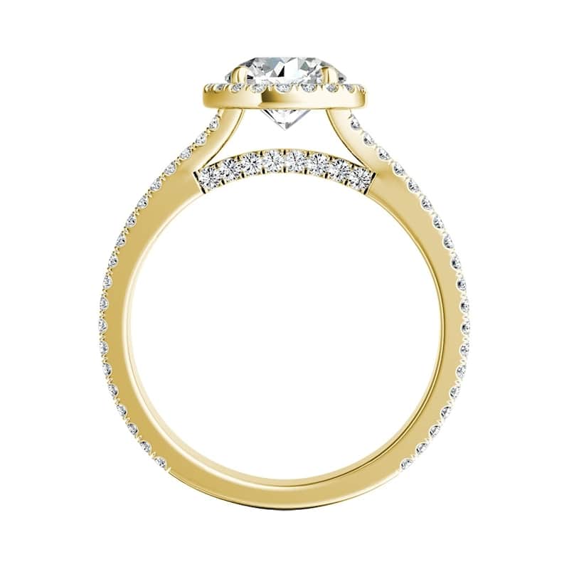 Auriya 14k Gold 2ct Moissanite and 5/8ctw Halo Diamond Engagement Ring