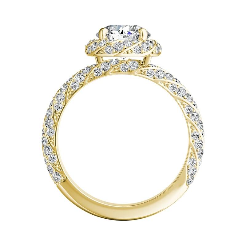 Auriya 1/2ct Round Moissanite and 5/8ctw Halo Diamond Engagement Ring 14k Gold