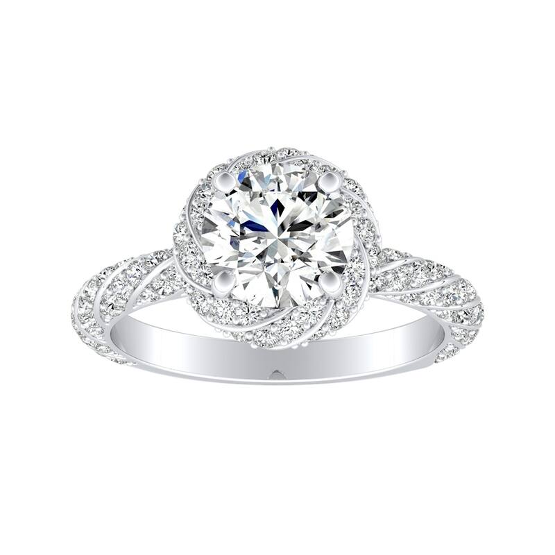 Auriya 1/2ct Round Moissanite and 5/8ctw Halo Diamond Engagement Ring 14k Gold