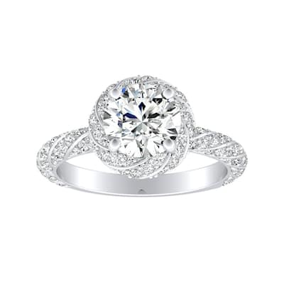 Auriya 1/2ct Round Moissanite and 5/8ctw Halo Diamond Engagement Ring 14k Gold