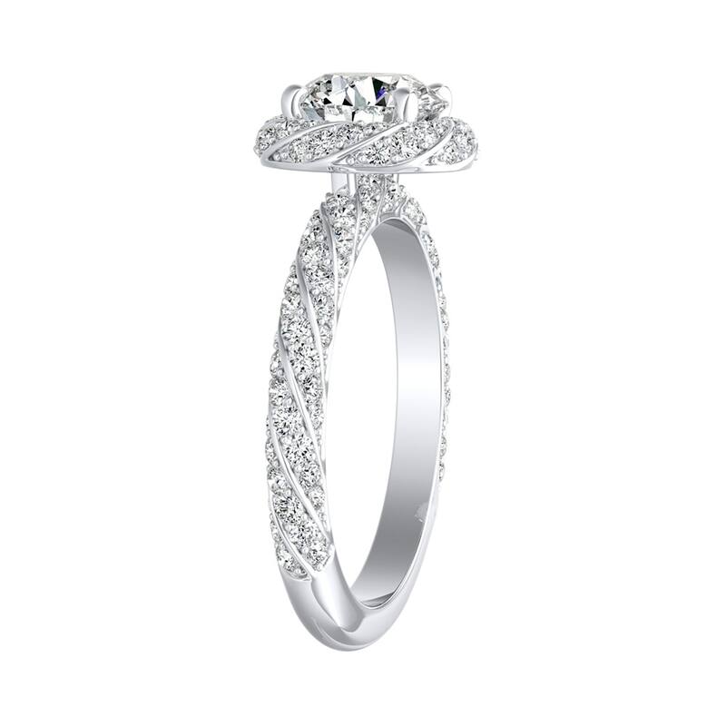 Auriya 1/2ct Round Moissanite and 5/8ctw Halo Diamond Engagement Ring 14k Gold