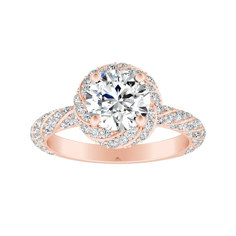 Auriya 1/2ct Round Moissanite and 5/8ctw Halo Diamond Engagement Ring 14k Gold