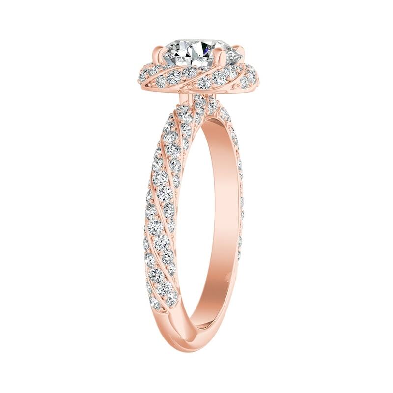 Auriya 1/2ct Round Moissanite and 5/8ctw Halo Diamond Engagement Ring 14k Gold
