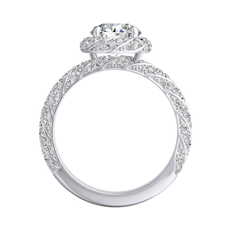 Auriya 1/2ct Round Moissanite and 5/8ctw Halo Diamond Engagement Ring 14k Gold