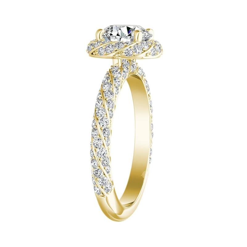Auriya 2ct Round Moissanite and 5/8ctw Halo Diamond Engagement Ring 14k Gold