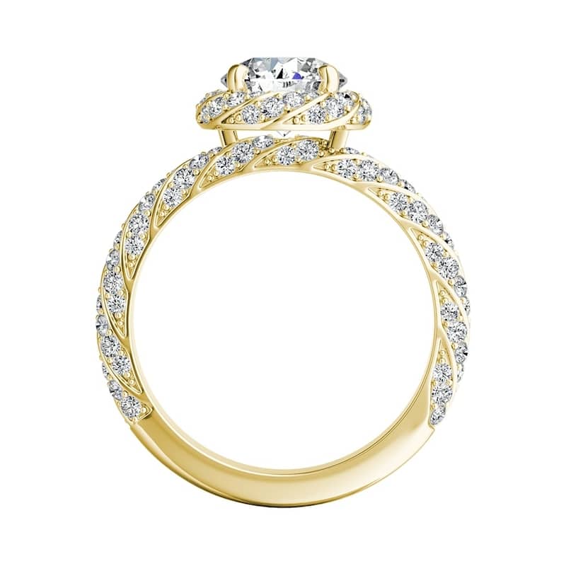 Auriya 2ct Round Moissanite and 5/8ctw Halo Diamond Engagement Ring 14k Gold