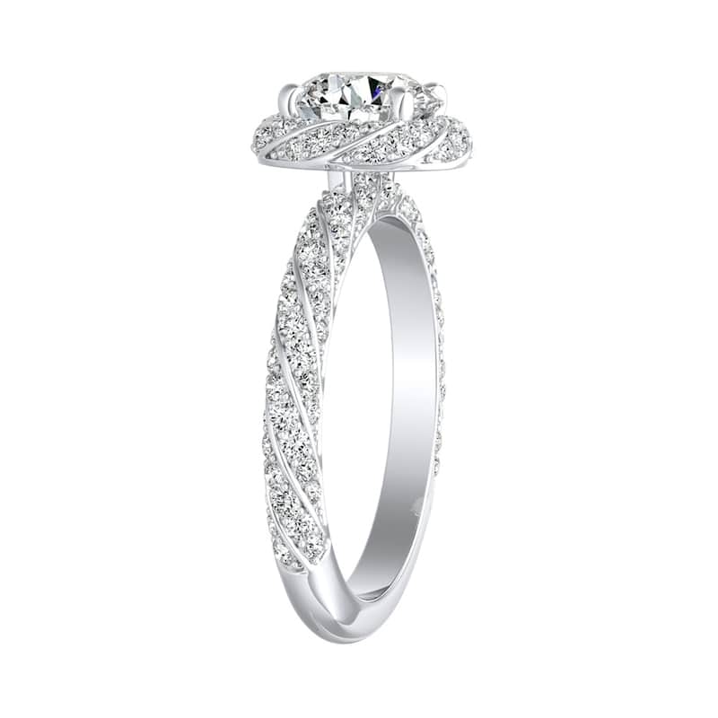 Auriya 2ct Round Moissanite and 5/8ctw Halo Diamond Engagement Ring 14k Gold