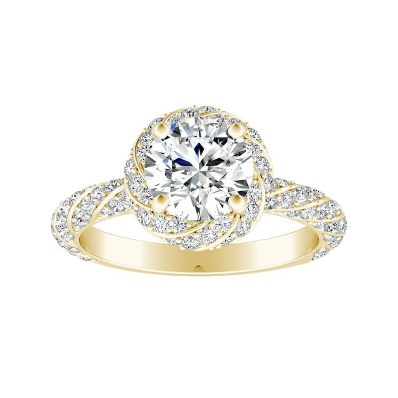 Auriya 2ct Round Moissanite and 5/8ctw Halo Diamond Engagement Ring 14k Gold