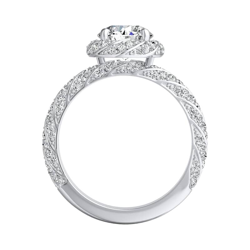 Auriya 2ct Round Moissanite and 5/8ctw Halo Diamond Engagement Ring 14k Gold