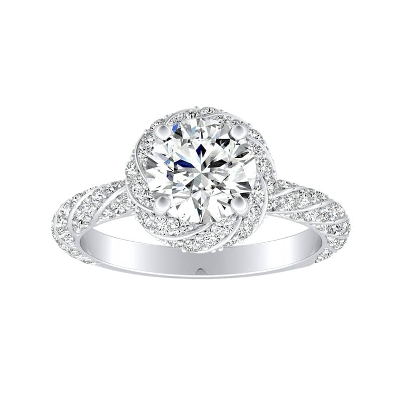 Auriya 2ct Round Moissanite and 5/8ctw Halo Diamond Engagement Ring 14k Gold