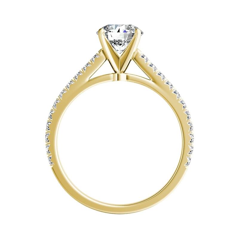 Auriya Round 1 1/2ct Moissanite and 1/3ctw Diamond Engagement Ring 14k Gold