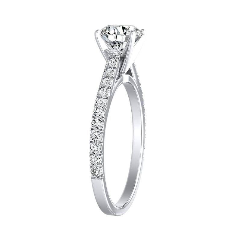 Auriya Round 1 1/2ct Moissanite and 1/3ctw Diamond Engagement Ring 14k Gold