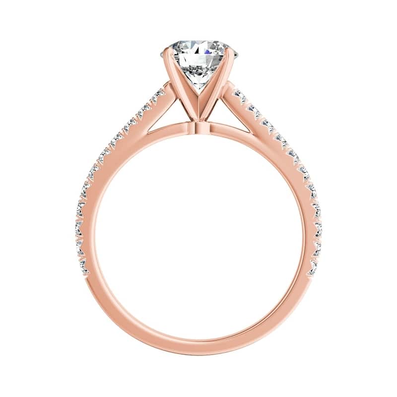 Auriya 14k Gold Round 4ct Moissanite and 1/3ctw Diamond Engagement Ring