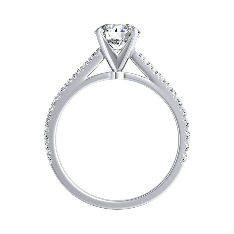 Auriya Round 1ct Moissanite and 1/3ctw Diamond Engagement Ring 14k Gold