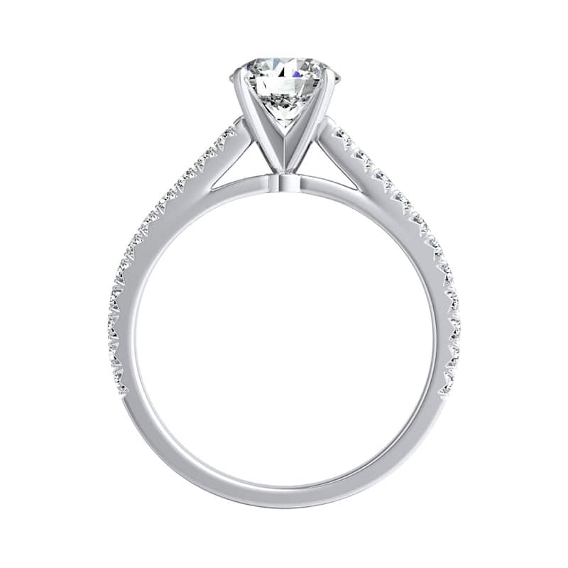 Auriya Round 1/2ct Moissanite and 1/3ctw Diamond Engagement Ring 14k Gold