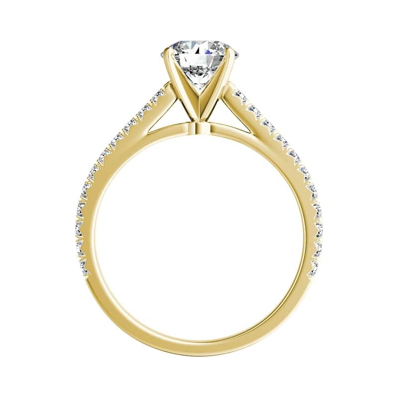 Auriya Round 1/2ct Moissanite and 1/3ctw Diamond Engagement Ring 14k Gold