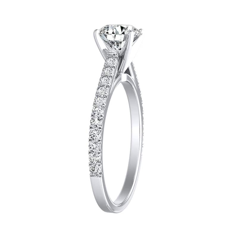 Auriya Round 1/2ct Moissanite and 1/3ctw Diamond Engagement Ring 14k Gold