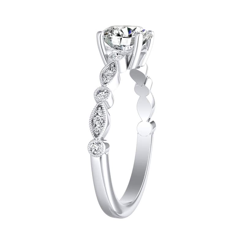 Auriya 14k Gold Vintage 2ct Round Moissanite Engagement Ring