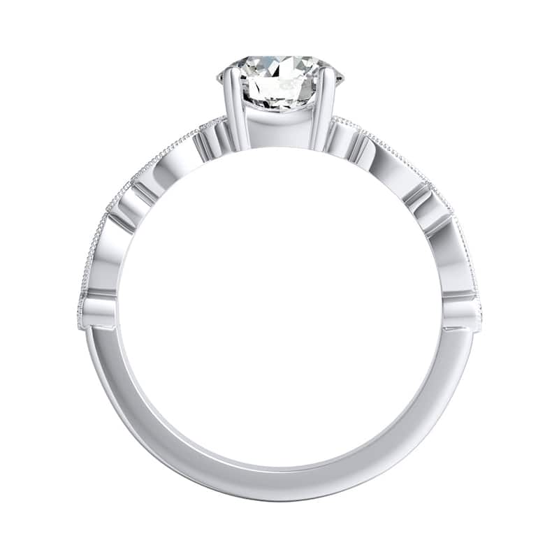 Auriya 14k Gold Vintage 2ct Round Moissanite Engagement Ring