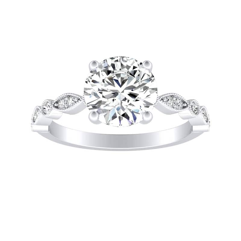 Auriya 14k Gold Vintage 2ct Round Moissanite Engagement Ring - White - 7