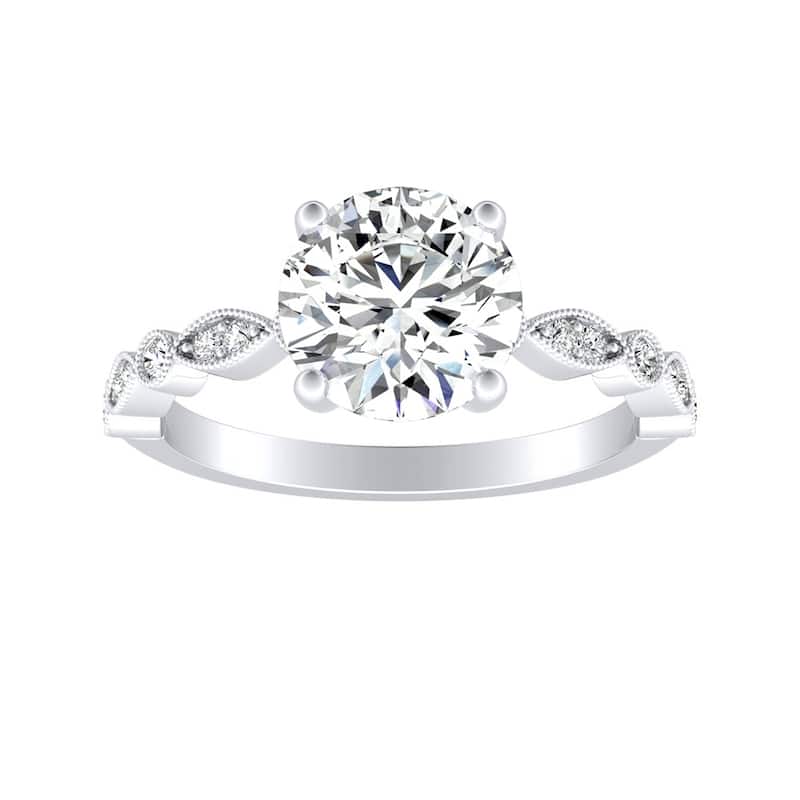 Auriya 14k Gold Vintage 3ct Round Moissanite Engagement Ring