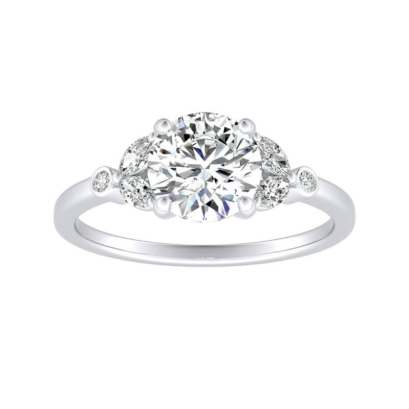 Auriya 14k Gold Vintage 3/4ct Moissanite and Floral Diamond Engagement Ring 1/4ctw - White - 5.5