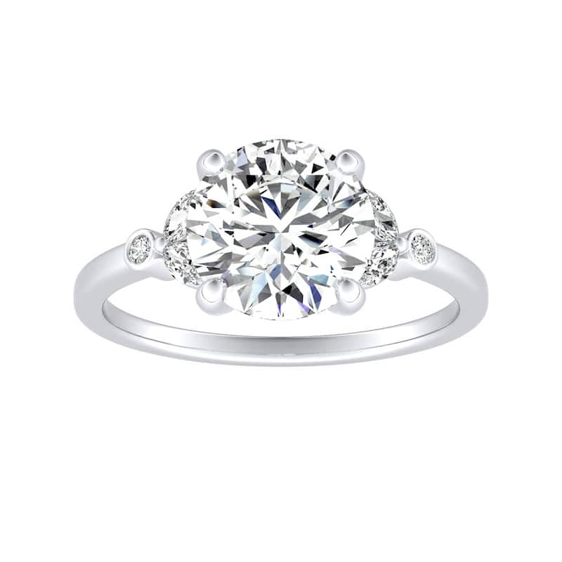 Auriya 14k Gold Vintage 4ct Moissanite and Floral Diamond Engagement Ring 1/4ctw