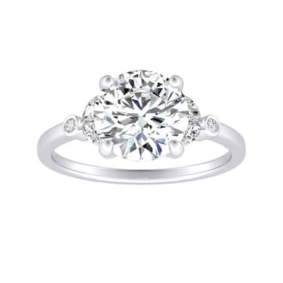 Auriya 14k Gold Vintage 4ct Moissanite and Floral Diamond Engagement Ring 1/4ctw