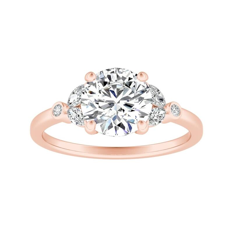 Auriya 14k Gold Vintage 4ct Moissanite and Floral Diamond Engagement Ring 1/4ctw