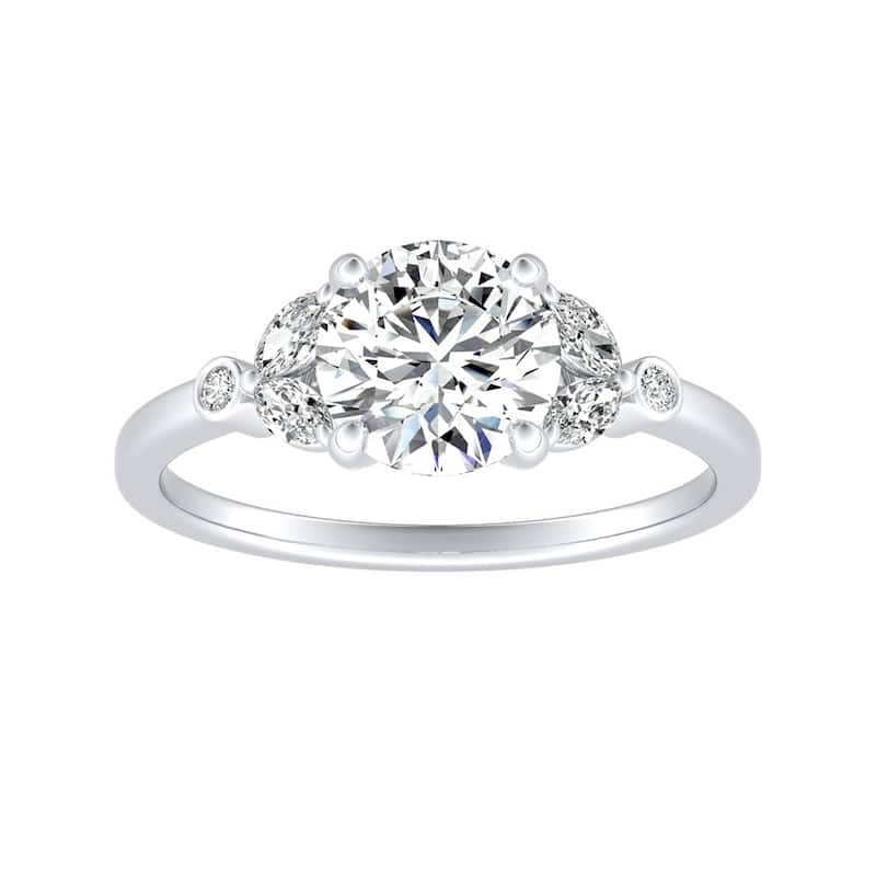 Auriya 14k Gold Vintage 1/2ct Moissanite and Floral Diamond Engagement Ring 1/4ctw - White - 5.5
