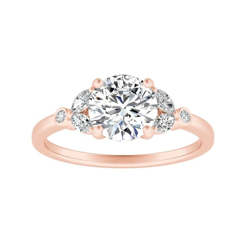 Auriya 14k Gold Vintage 1/2ct Moissanite and Floral Diamond Engagement Ring 1/4ctw - Rose - 9