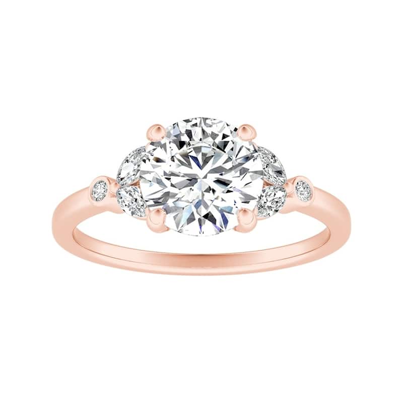 Auriya 14k Gold Vintage 2 1/2ct Moissanite and Floral Diamond Engagement Ring 1/4ctw