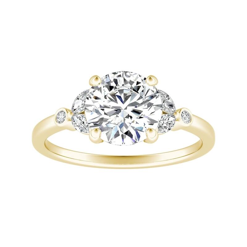 Auriya 14k Gold Vintage 2 1/2ct Moissanite and Floral Diamond Engagement Ring 1/4ctw