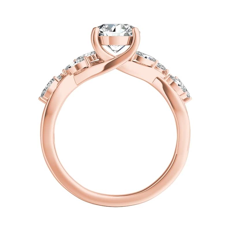 Auriya Vintage Floral 1ct Moissanite and 1/3ctw Marquise Diamond Engagement Ring 14K Gold