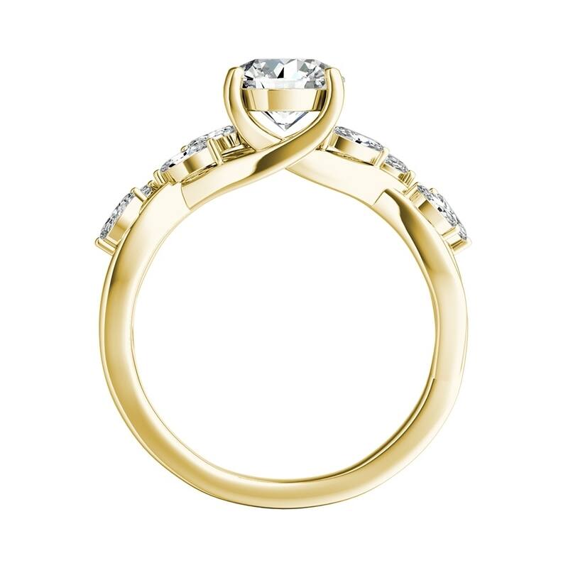 Auriya Vintage Floral 2ct Moissanite and 1/3ctw Marquise Diamond Engagement Ring 14K Gold