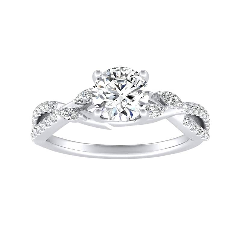 Auriya Infinity Round 1/2ct Moissanite and 1/8ctw Diamond Engagement Ring 14K Gold